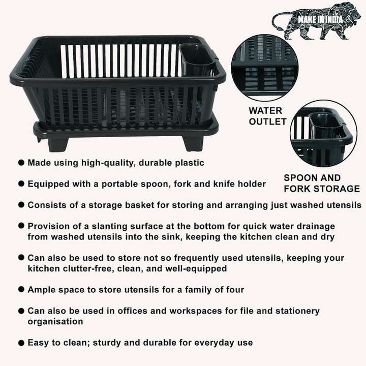 Dish Drainer Kitchen Rack (Plastic)
